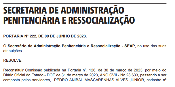 Concurso Polícia Penal BA: comissão formada