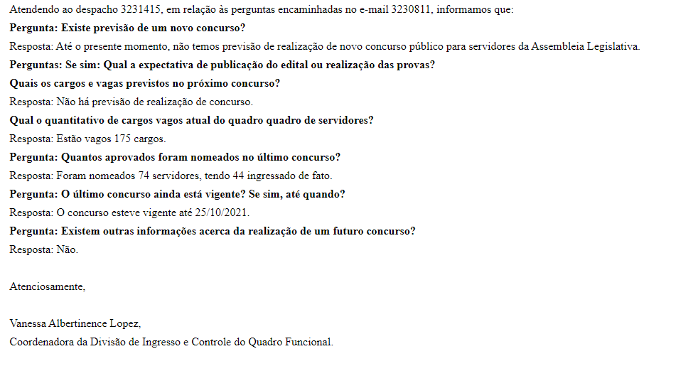 Informações gerais sobre o concurso