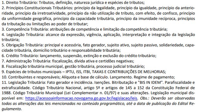 Conhecimentos específicos d concurso iss novo gama