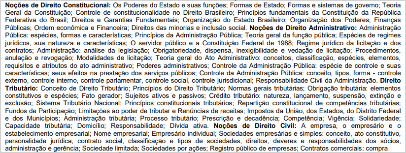 Conhecimentos específicos do concurso ISS Telêmaco Borba