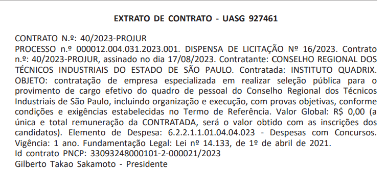 Concurso CRT SP: banca organizadora