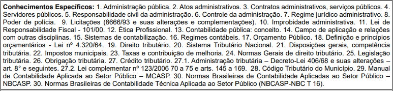 prova objetiva do concurso iss frutal - conhecimentos específicos