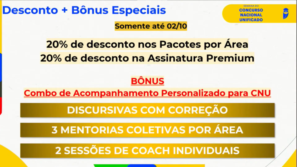 Promoção dos Pacotes do CNU até 02/10