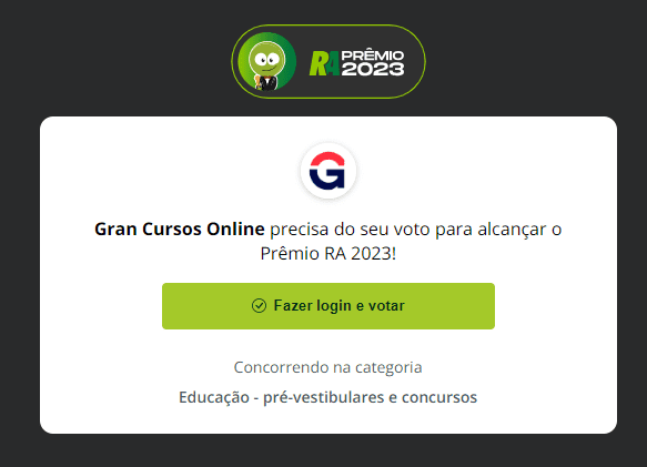 Prêmio Reclame Aqui 2023: confirme o login para fazer o seu voto!