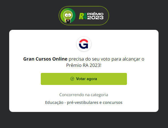 Ao votar no Gran para o Prêmio Reclame Aqui 2023, você ajuda a reconhecer o trabalho da equipe de atendimento! Até agora, o Gran já conquistou 5 vitórias! Veja como você pode ajudar na conquista do hexa! 