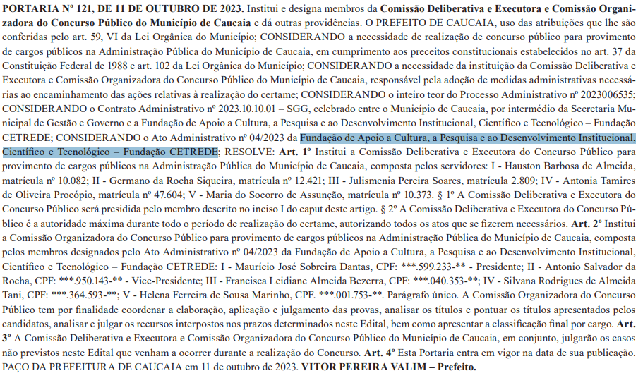 Concurso Guarda de Caucaia: Cetrede é a banca