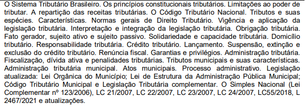 Conhecimentos específicos do concurso iss cachoeiras de macacu