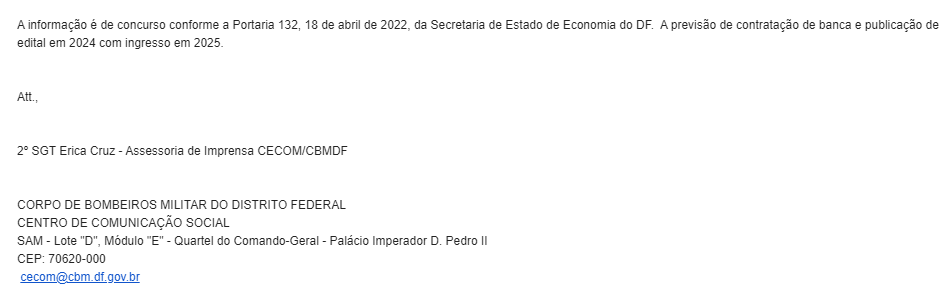 Previsão do edital do concurso Bombeiro DF em 2024