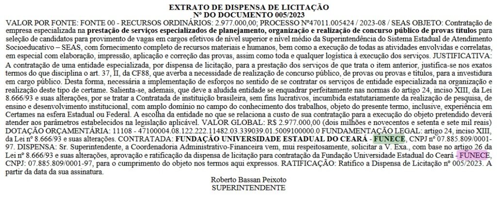 FUNECE é a banca do próximo concurso SEAS CE