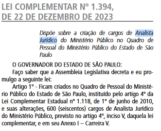 Concurso MP SP: sancionada lei que cria 600 cargos