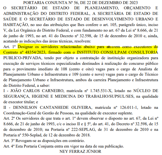 Concurso Planejamento Urbano DF: fiscais de contrato