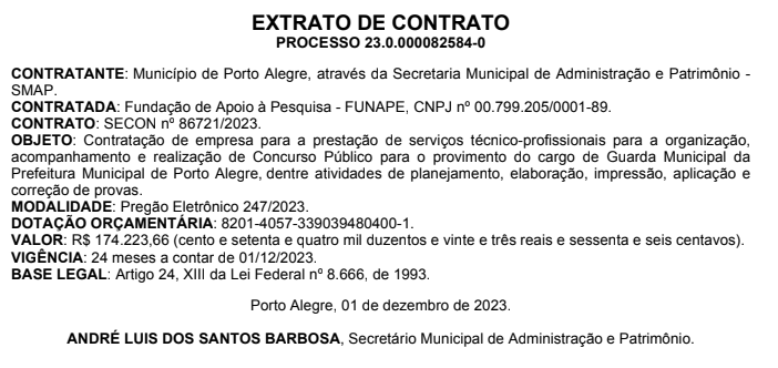 FUNAPE é a banca de novo edital concurso guarda de Porto Alegre