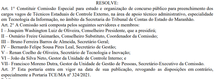 Portaria de instituição da comissão organizadora