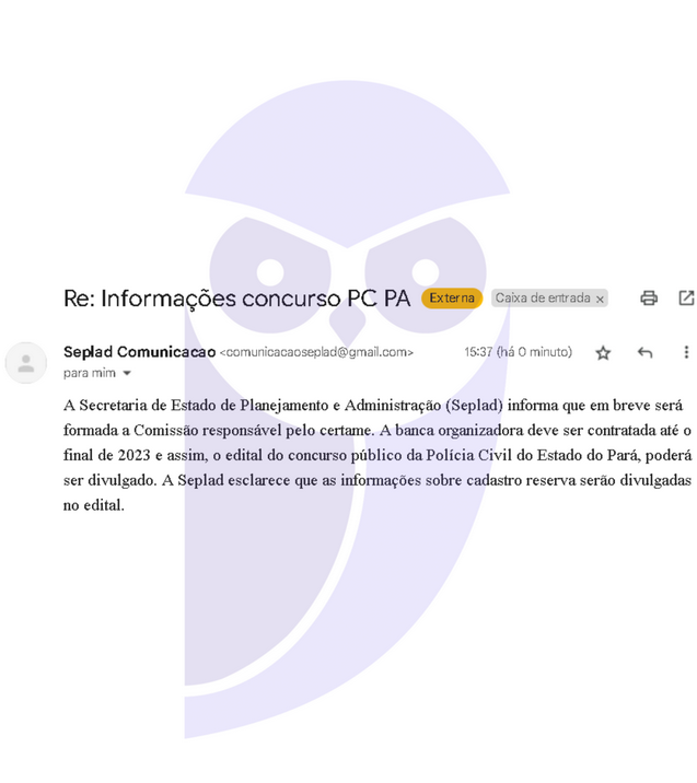 Informações sobre a comissão do concurso PC PA