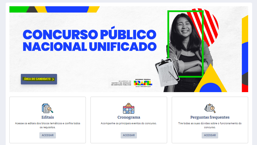 Concurso Nacional Unificado. Edital publicado. Inscrições encerradas e provas em maio.