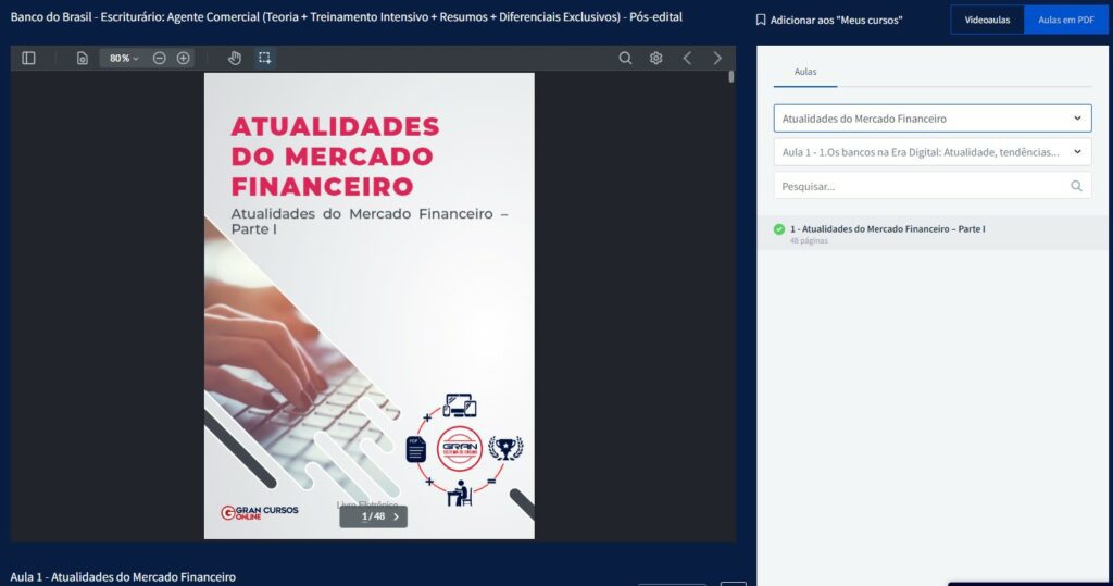 Aulas Autossuficientes em PDF: leitor 