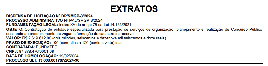 dispensa de licitação que confirma a Fundatec como banca do concurso Londrina Saúde