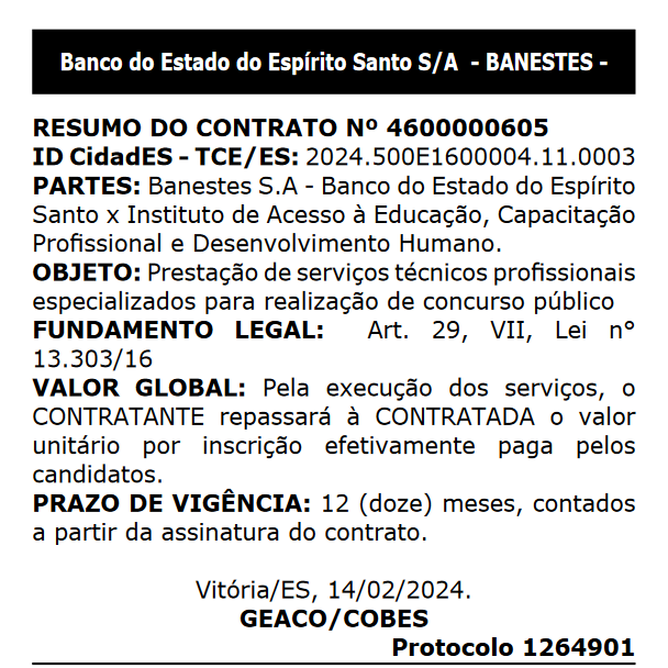 Instituto ACCESS é banca de novo edital do concurso banestes