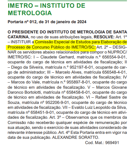 Concurso IMETRO SC: comissão formada para novo edital