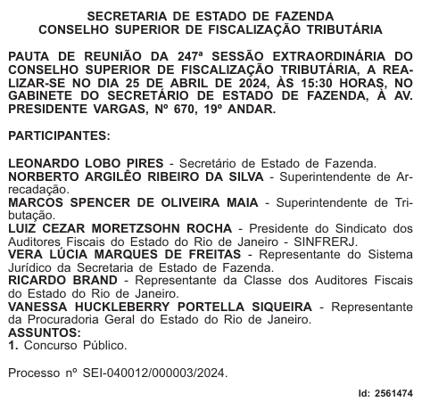 CSFT terá reunião ainda hoje para falar do concurso Sefaz RJ