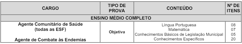 Prova objetiva para cargos do Edital 02