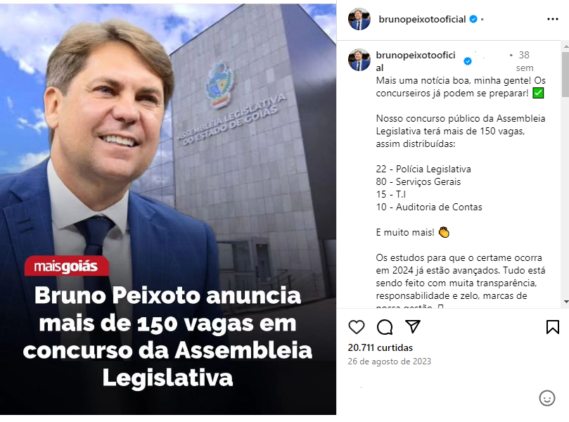 Concurso ALE GO é confirmado em 2024