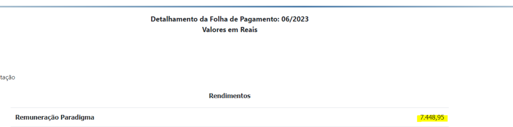 Valores da folha de pagamento de um auxiliar do Tribunal de Contas do Estado do Pará