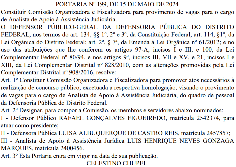 Concurso DP DF: comissão instituída!