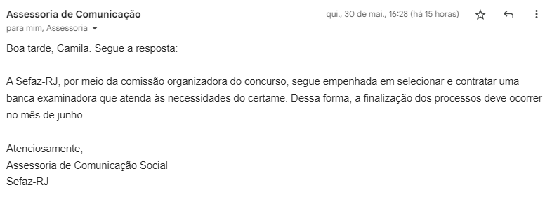 Banca do concurso Sefaz RJ até junho; edital iminente!