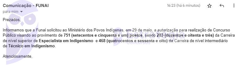 Funai faz pedido de concurso ao Ministério dos Povos Indígenas (MGI) para provimento de 751 vagas. Acesse e saiba mais!