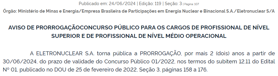 Concurso Eletrobras último edital é prorrogado até 2026