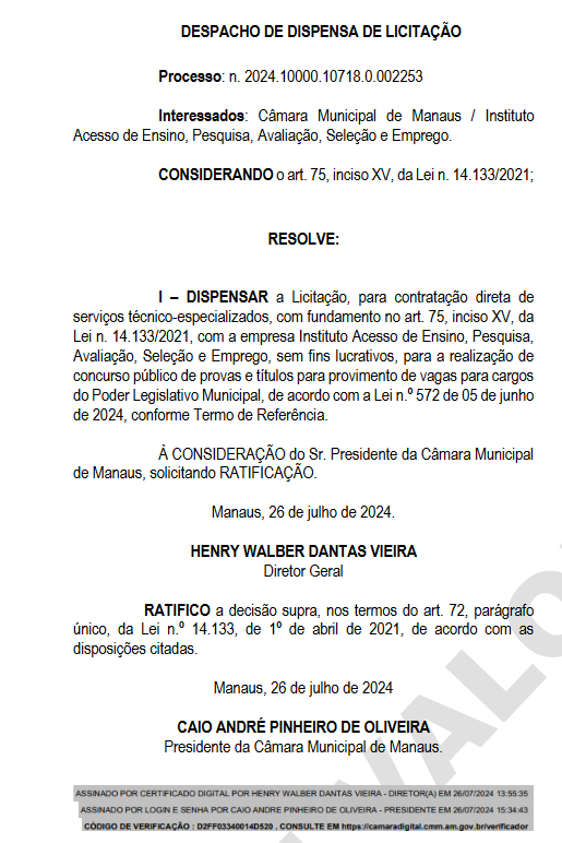 concurso câmara de manaus banca