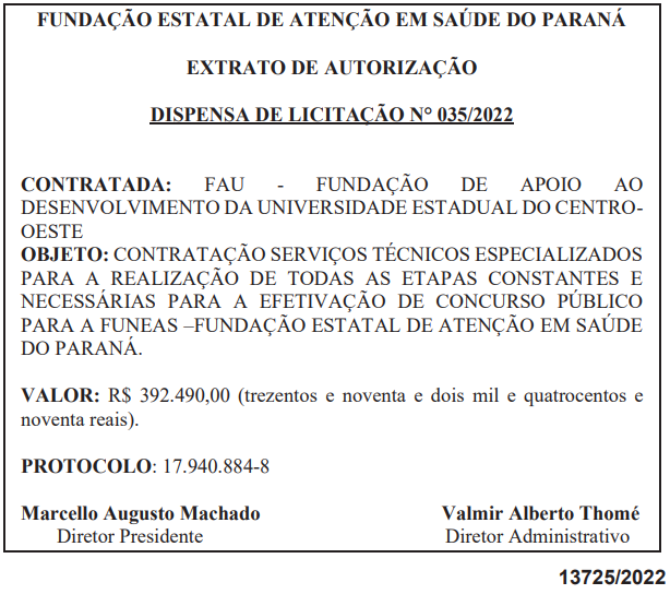 FAU foi escolhida banca organizadora em 2022 do concurso FUNEAS PR