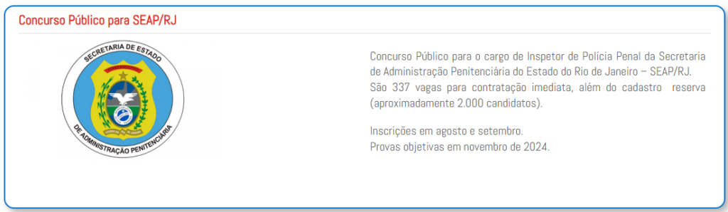 Inscrições do concurso Polícia Penal RJ na próxima semana!