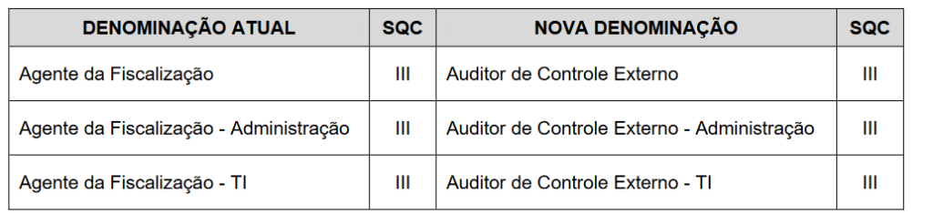 nova denominação do cargo de agente de fiscalização do concurso TCE SP