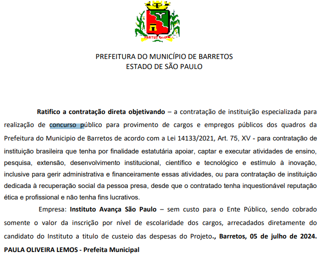 Concurso Prefeitura de Barretos tem banca definida!