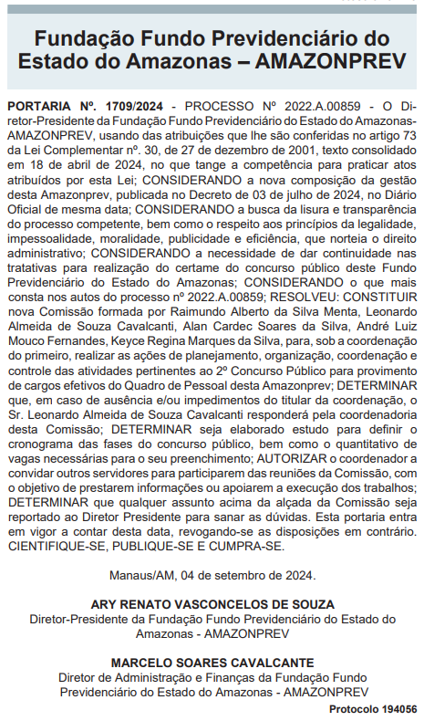 Concurso AmazonPrev: comissão formada