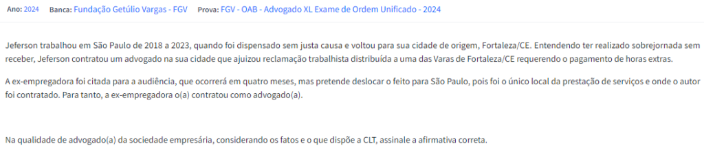 Questões OAB: exemplo (40° Exame de Ordem)