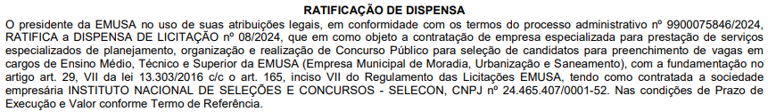 Concurso EMUSA Niterói em breve com organização do Selecon