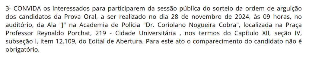 data arguição concurso pc sp