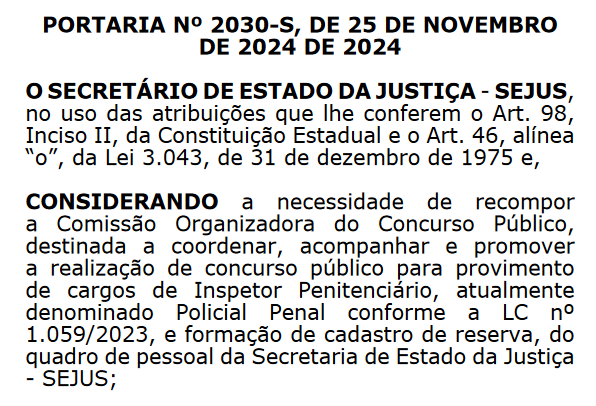 concurso polícia penal es comissão alterada