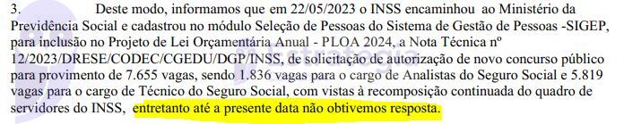 INSS segue sem resposta do MGI sobre pedido de 7,6 mil vagas