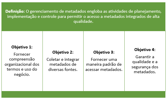 Figura 15 – Definição e Objetivos do Gerenciamento de Metadados.