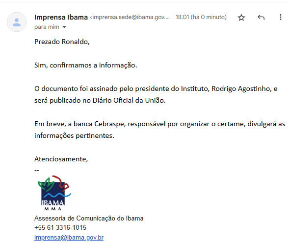 Concurso IBAMA a caminho! Edital assinado por presidente