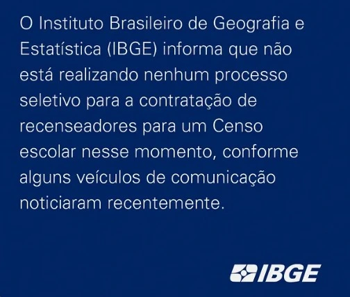 Comunicado do IBGE sobre o concurso Censo Estudantil. 