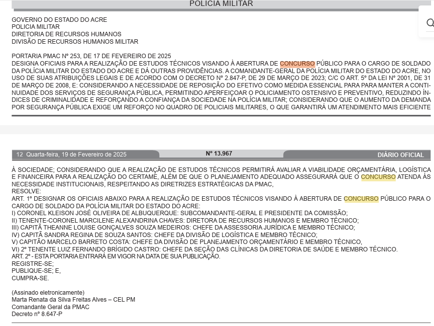 Concurso PM AC: Estudos em andamento