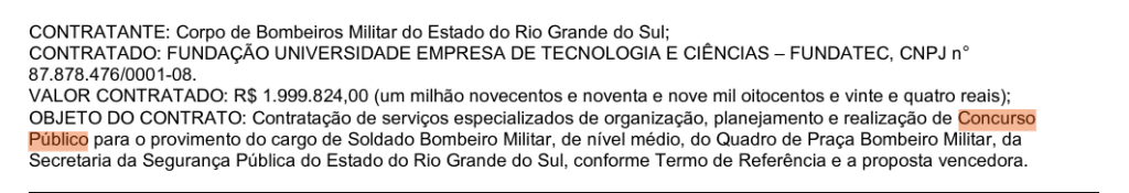 Concurso Bombeiros RS: Banca contratada