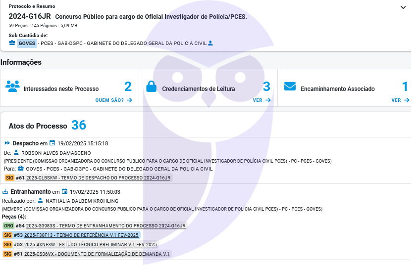 Concurso PC ES tem novos documentos juntados ao processo