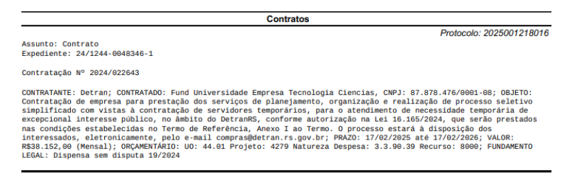 Concurso Detran RS banca para PSS