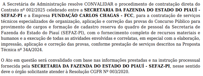 Sefaz PI publica alteração no contrato de concurso!